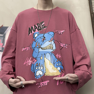 Ανδρική μπλούζα με χρώμα απλικέ σε τέσσερα χρώματα και οβάλ λαιμόκοψη