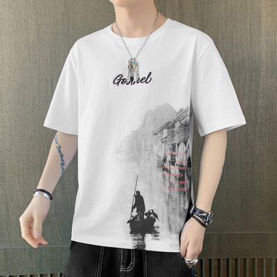 Ανδρικό μπλουζάκι με απλικέ και κοντό μανίκι σε διάφορα χρώματα