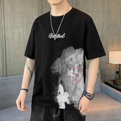 Ανδρικό μπλουζάκι με απλικέ και κοντό μανίκι σε διάφορα χρώματα