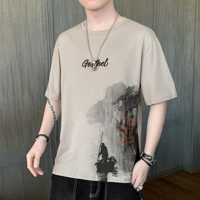 Ανδρικό μπλουζάκι με απλικέ και κοντό μανίκι σε διάφορα χρώματα