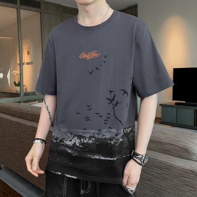 Ανδρικό μπλουζάκι με απλικέ και κοντό μανίκι σε διάφορα χρώματα