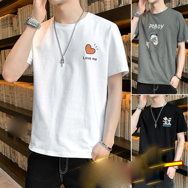 Tricou casual barbatesc cu decolteu oval si maneci scurte - mai multe culori