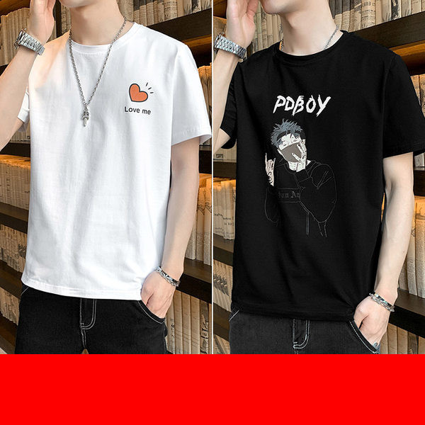 Tricou casual barbatesc cu decolteu oval si maneci scurte - mai multe culori