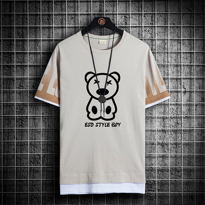 Tricou barbatesc model nou cu decolteu oval si imprimeu-mai multe culori