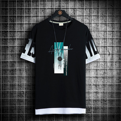 Tricou barbatesc model nou cu decolteu oval si imprimeu-mai multe culori