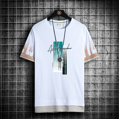 Tricou barbatesc model nou cu decolteu oval si imprimeu-mai multe culori