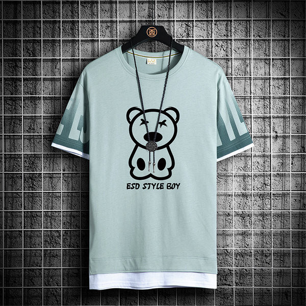 Tricou barbatesc model nou cu decolteu oval si imprimeu-mai multe culori