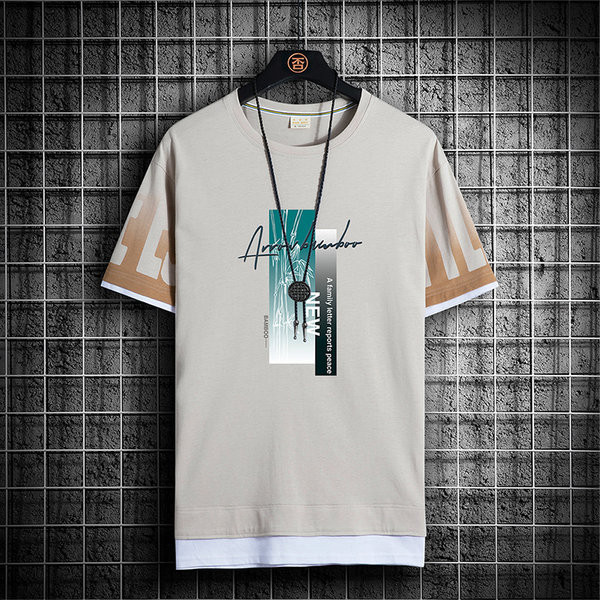 Tricou barbatesc model nou cu decolteu oval si imprimeu-mai multe culori