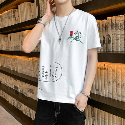 Model nou de tricou cu imprimeu si maneci scurte pentru barbati