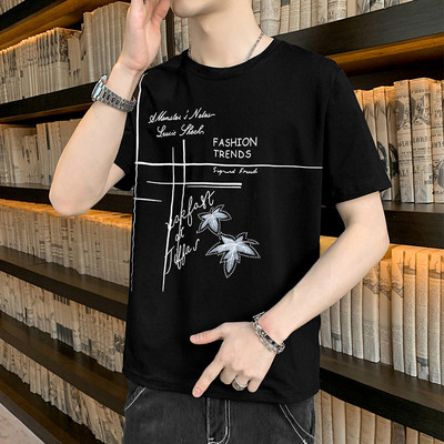 Model nou de tricou cu imprimeu si maneci scurte pentru barbati