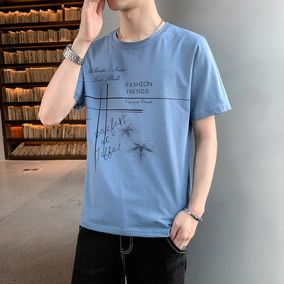 Model nou de tricou cu imprimeu si maneci scurte pentru barbati