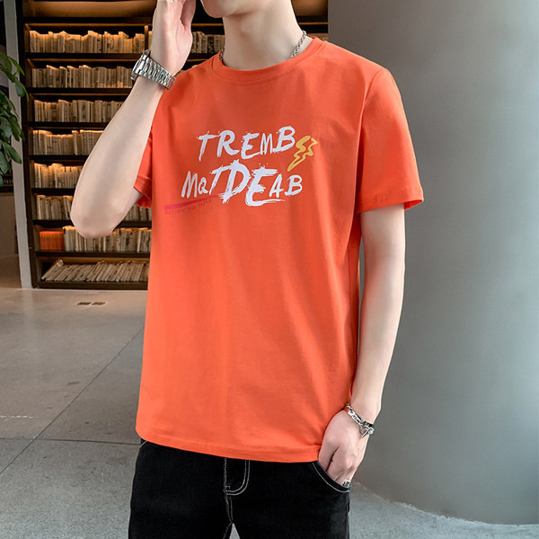 Model nou de tricou cu imprimeu si maneci scurte pentru barbati