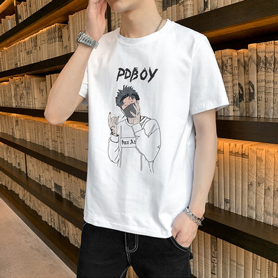 Tricou casual barbatesc cu maneci scurte si imprimeu - mai multe culori