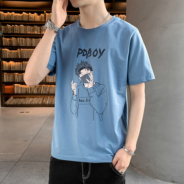 Tricou casual barbatesc cu maneci scurte si imprimeu - mai multe culori