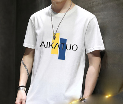 Tricou bărbătesc din bumbac model nou cu decolteu oval și mâneci scurte