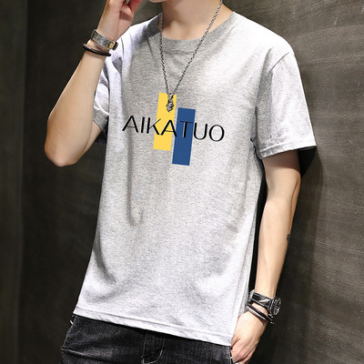 Tricou bărbătesc din bumbac model nou cu decolteu oval și mâneci scurte