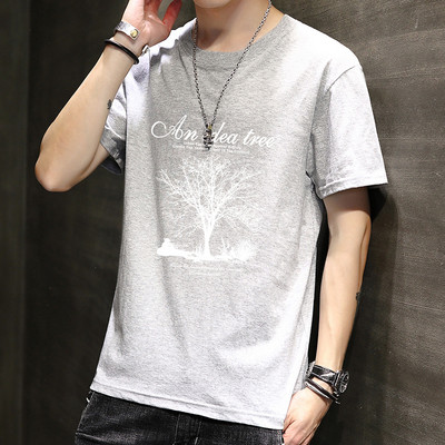 Tricou bărbătesc din bumbac model nou cu decolteu oval și mâneci scurte