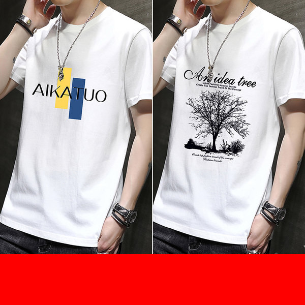 Tricou bărbătesc din bumbac model nou cu decolteu oval și mâneci scurte