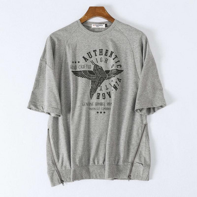 Tricou barbatesc cu imprimeu si fermoare laterale