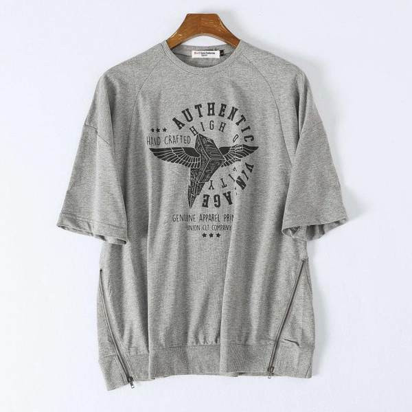 Tricou barbatesc cu imprimeu si fermoare laterale