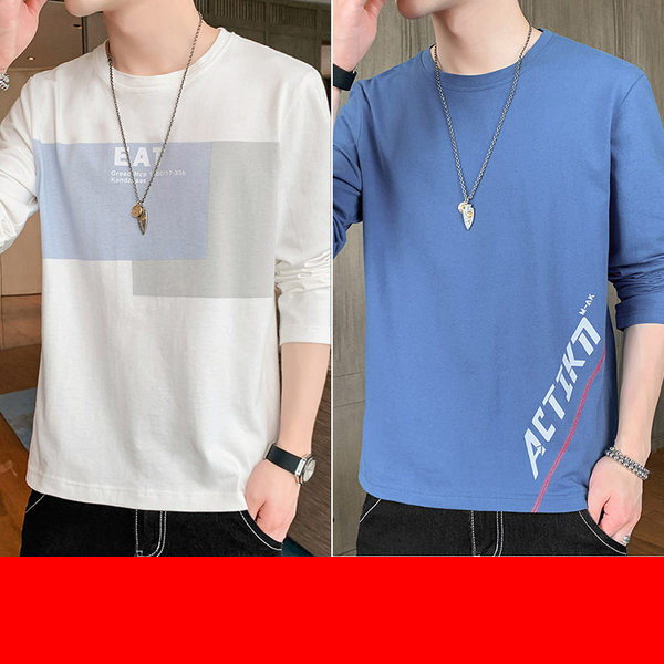 Bluză casual bărbătească cu mâneci lungi și decolteu rotund - mai multe aplicații