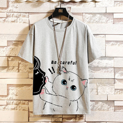 Casual ανδρικό μπλουζάκι με κοντά μανίκια και οβάλ λαιμόκοψη - πολλές εκτυπώσεις