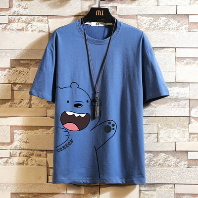 Casual ανδρικό μπλουζάκι με κοντά μανίκια και οβάλ λαιμόκοψη - πολλές εκτυπώσεις