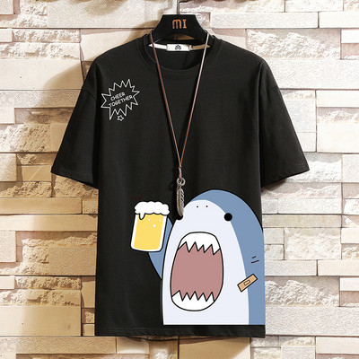 Casual ανδρικό μπλουζάκι με κοντά μανίκια και οβάλ λαιμόκοψη - πολλές εκτυπώσεις