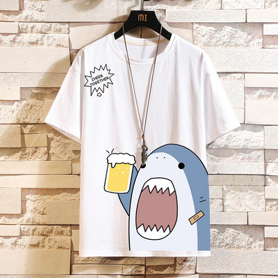 Casual ανδρικό μπλουζάκι με κοντά μανίκια και οβάλ λαιμόκοψη - πολλές εκτυπώσεις