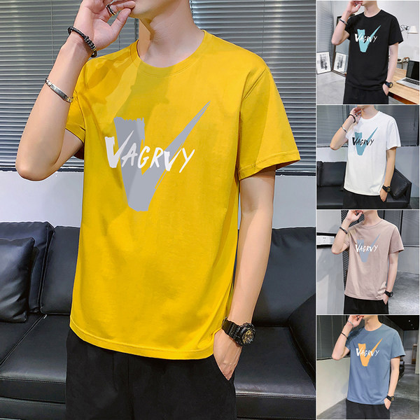 Tricou bărbătesc cu inscripție și decolteu oval