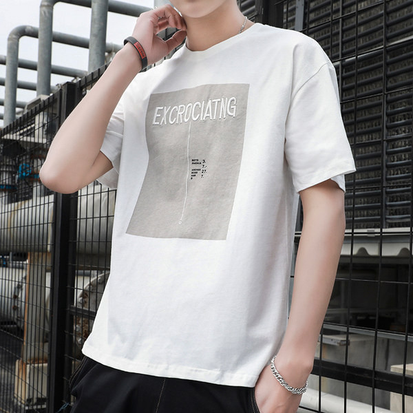 Tricou barbatesc cu broderie si maneca scurta