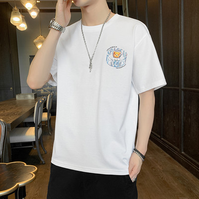 Tricou casual barbatesc cu aplicatie si decolteu rotund