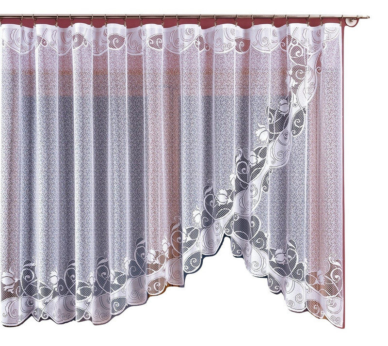 Перде дантела с ширит лента 150x300 cm, 100% Полиестер, Бял