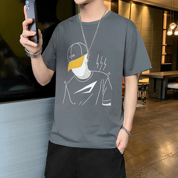 Tricou barbatesc model nou cu maneci scurte si imprimeu