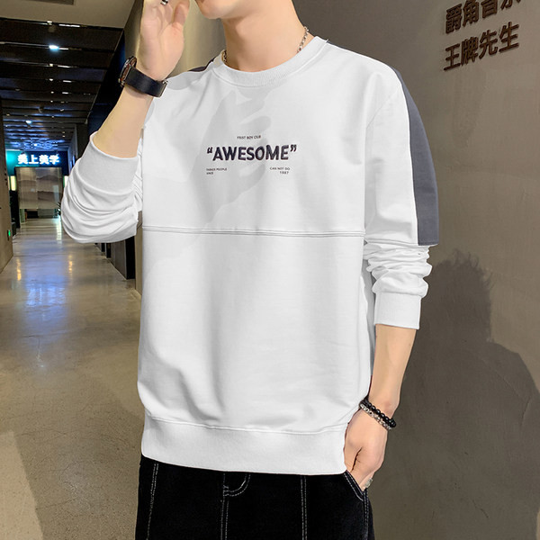 Bluză casual pentru bărbați cu inscripție și mâneci lungi