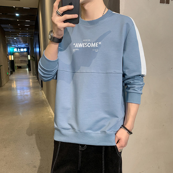 Bluză casual pentru bărbați cu inscripție și mâneci lungi