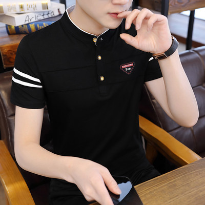 Ежедневна мъжка блуза с ниска яка и копчета