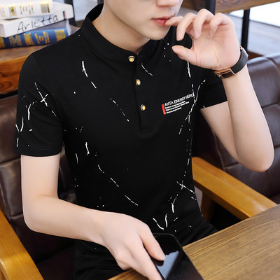 Ежедневна мъжка блуза с ниска яка и копчета