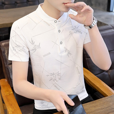 Ежедневна мъжка блуза с ниска яка и копчета