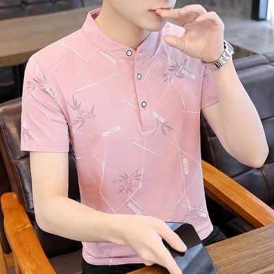 Ежедневна мъжка блуза с ниска яка и копчета