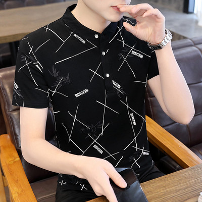 Ежедневна мъжка блуза с ниска яка и копчета