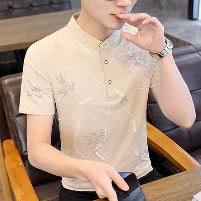 Ежедневна мъжка блуза с ниска яка и копчета