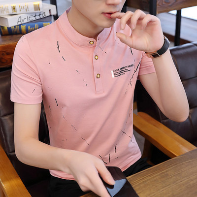 Ежедневна мъжка блуза с ниска яка и копчета