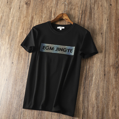 Tricou bărbătesc de vară cu inscripție 3D și aplicare de culoare