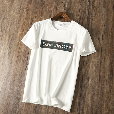 Tricou bărbătesc de vară cu inscripție 3D și aplicare de culoare