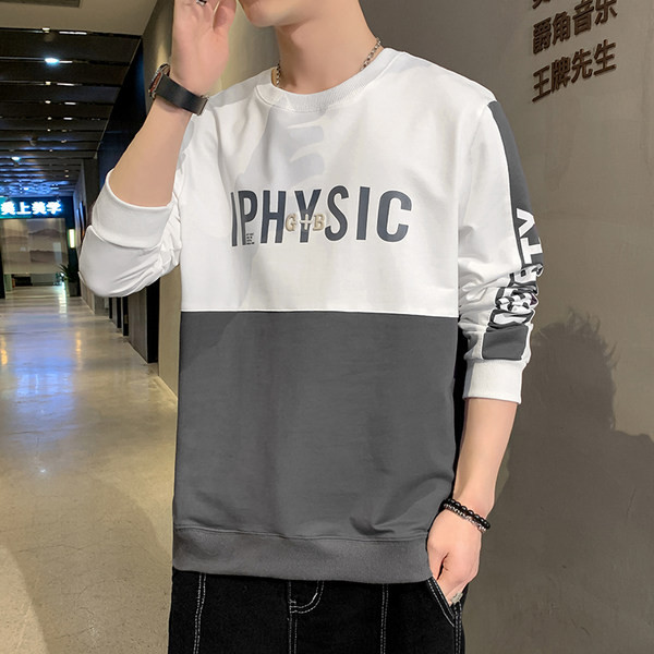 Bluză casual pentru bărbați cu inscripții și mâneci lungi