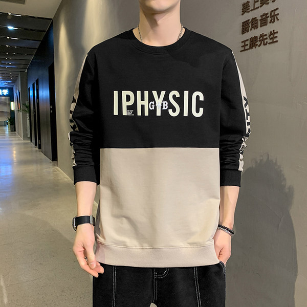 Bluză casual pentru bărbați cu inscripții și mâneci lungi