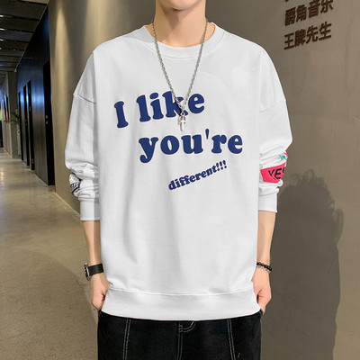 Ανδρική μπλούζα φαρδιά μοντέλο με επιγραφή και μακριά μανίκια