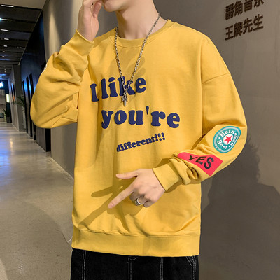 Ανδρική μπλούζα φαρδιά μοντέλο με επιγραφή και μακριά μανίκια