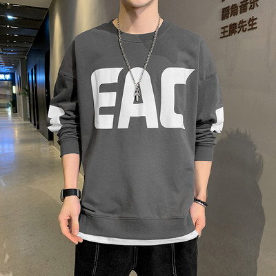 Ανδρική μπλούζα φαρδιά μοντέλο με επιγραφή και μακριά μανίκια